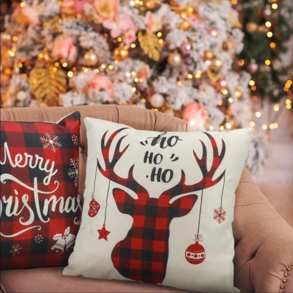 Luxury Home | Chic Rustic Farmhouse Buffalo Check Christmas Throw Pillow Covers